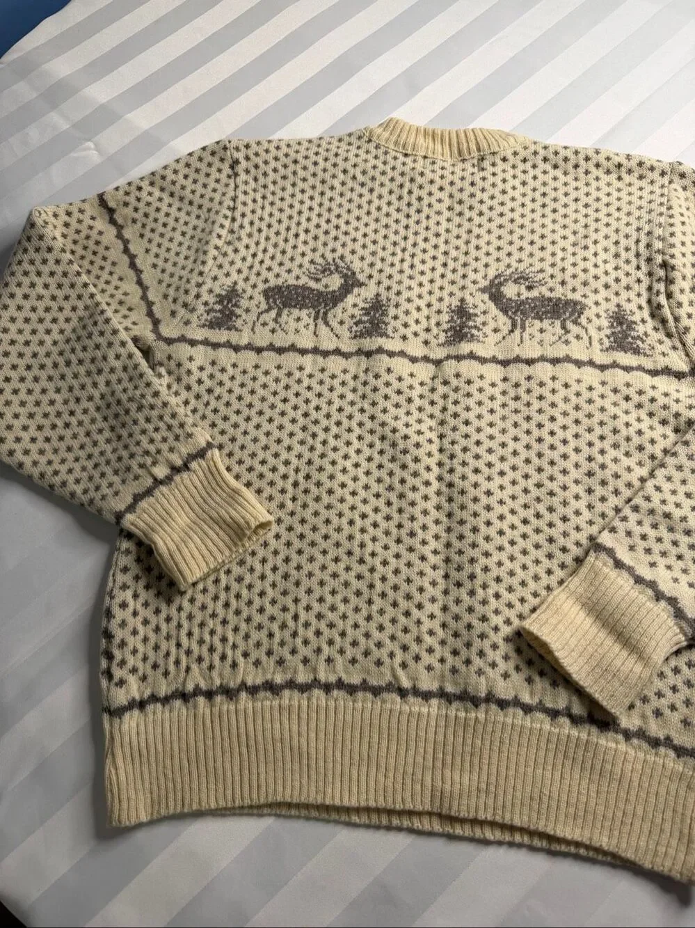 Green Mountain Threadworks Vintage Wool Fair Isle Deer Sweater Size XL